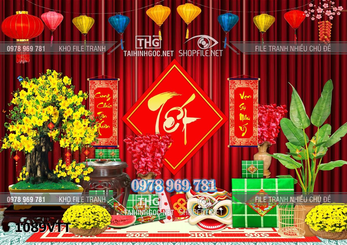 File tư liệu tết tranh tết background phông nền trang trí tết 1089VTT