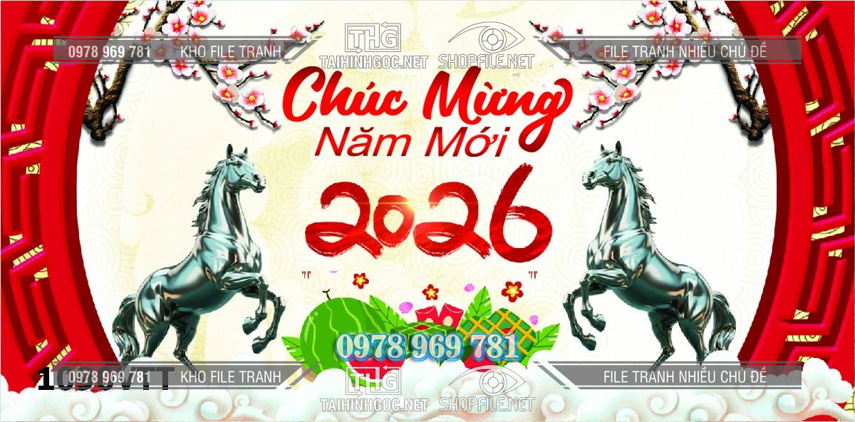 File tranh backgound phông nền sân khấu năm ngựa bính ngọ 1090VTT