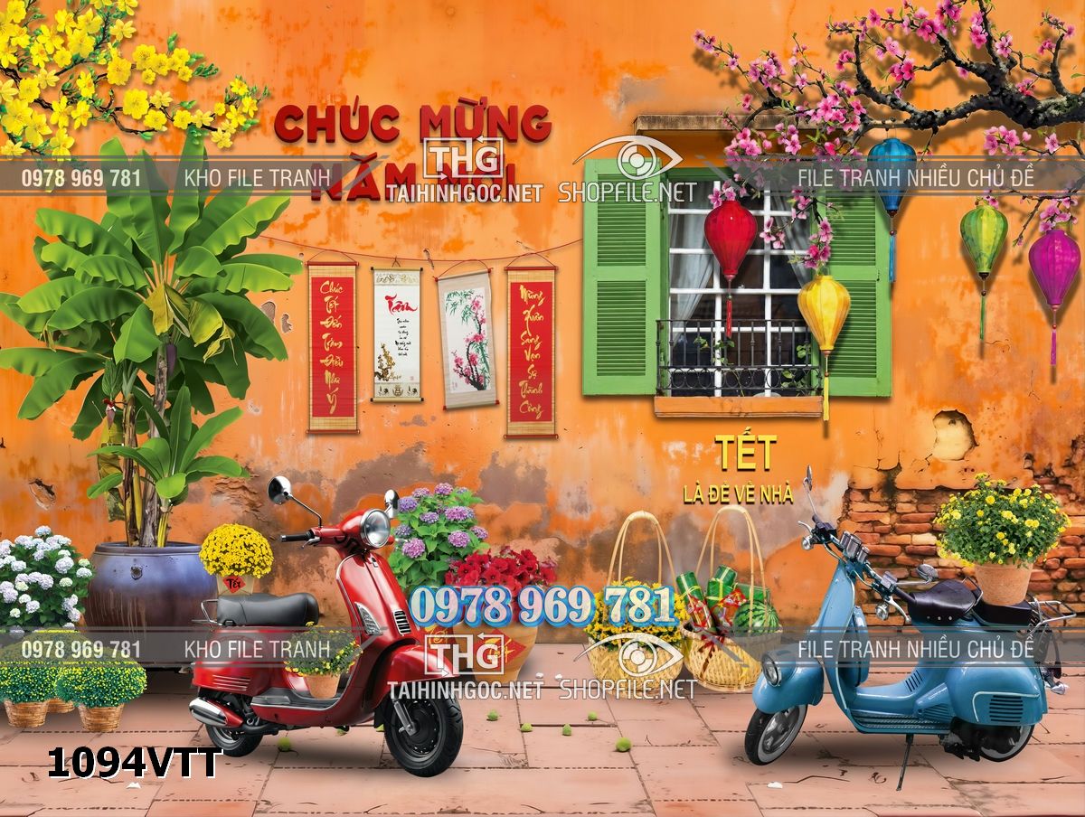 File tranh tết năm 2026 bính ngọ décor trang trí 1094VTT