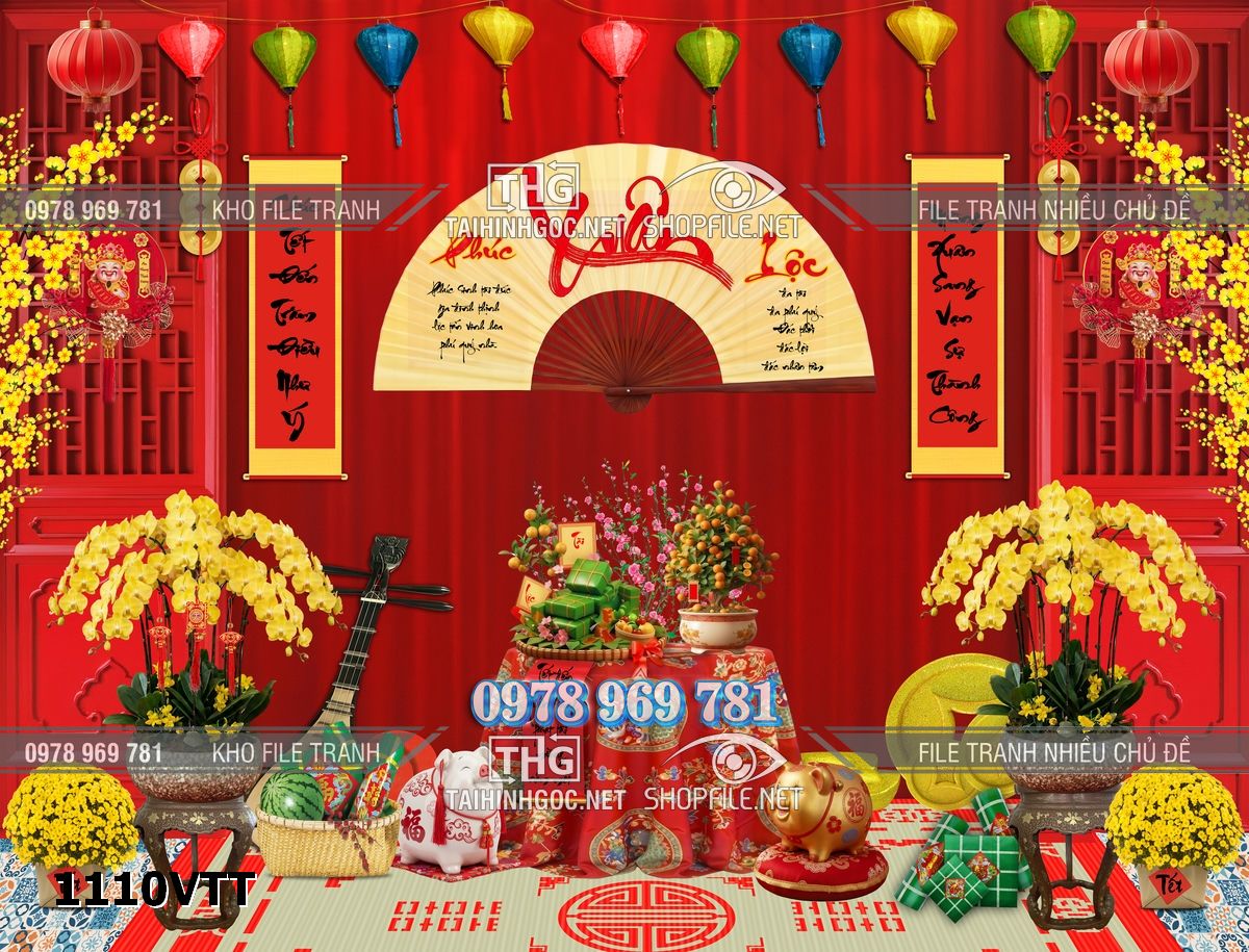 File tranh tết phông chụp hình tết background tết 1110VTT