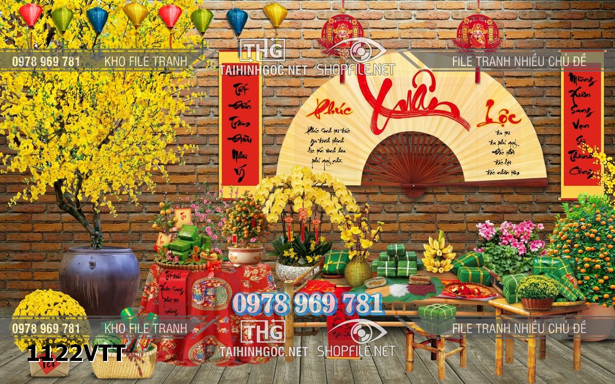 File tết décor file tranh background chụp hình tết 1122VTT