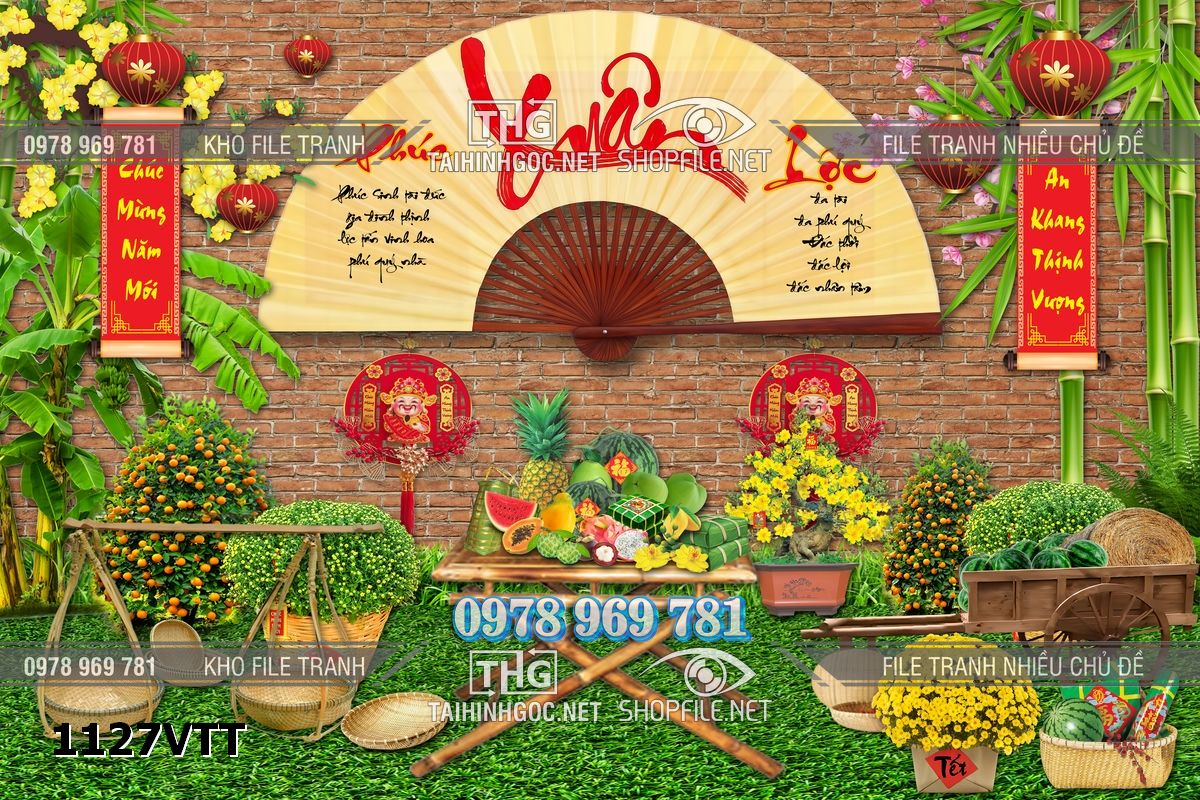 File psd tách lớp background tranh tết phông nền chụp ảnh tết 1127VTT
