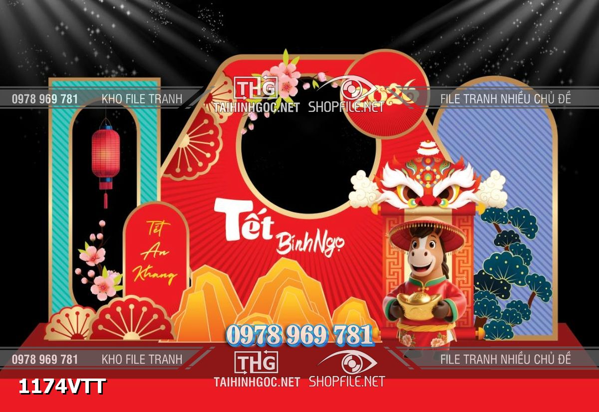 File tranh mô hình 3d background phông nền tết tiểu cảnh sự kiện tết 1174VTT