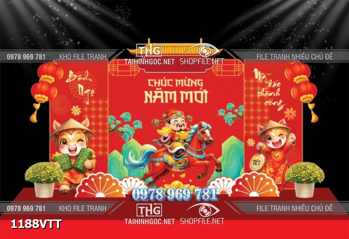 File tranh mô hình 3d background phông nền tết tiểu cảnh sự kiện tết 1188VTT