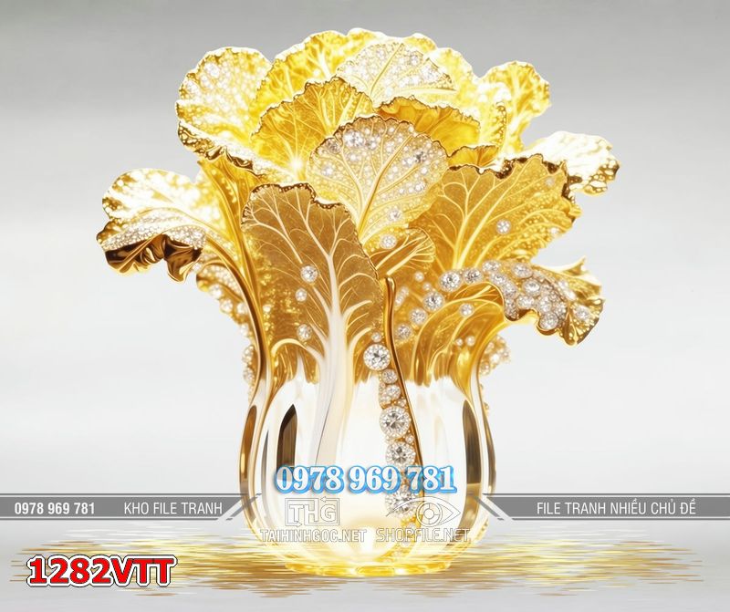 File tranh củ cải tết năm mới kim tiền 1282VTT