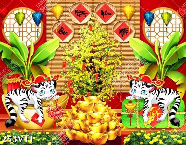 Mẫu file tranh hổ thu hút tài lộc đón xuân nhâm dần 2022