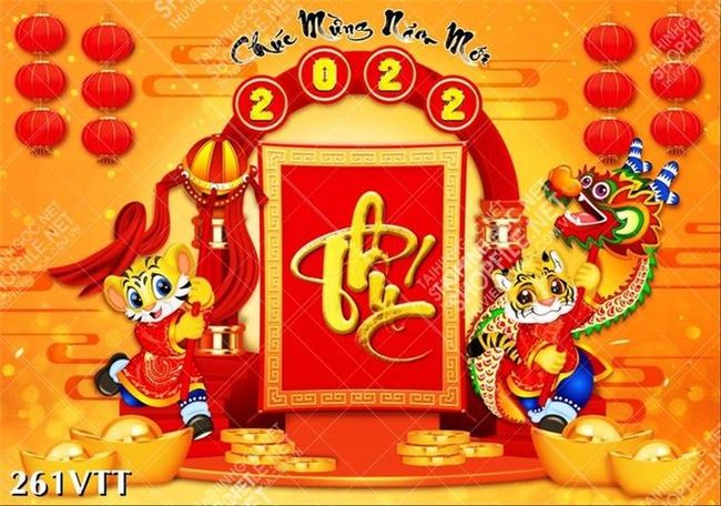 Tranh cặp hổ múa lân chào năm mới nhâm dần 2022