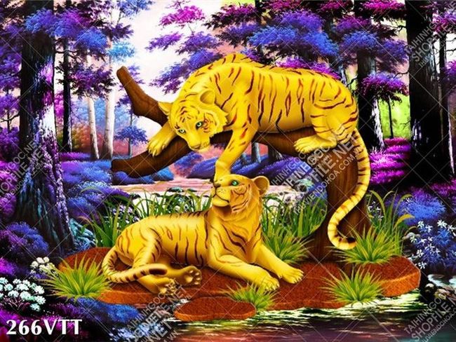 Tranh hổ vàng trong rừng mang tài lộc và uy tín trong kinh doanh