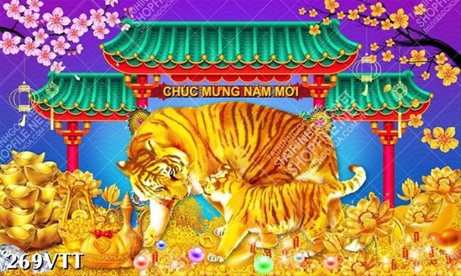 Tranh hổ trong khu rừng bằng vàng chân thực đầy lôi cuốn