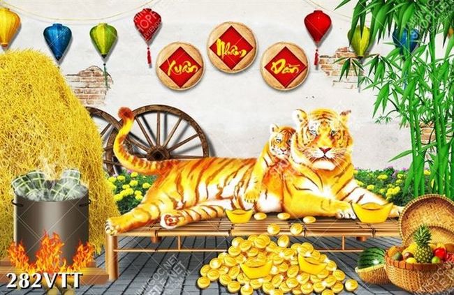 Tranh hổ treo phòng khách mang đến tài lộc, may mắn nhâm dần 2022