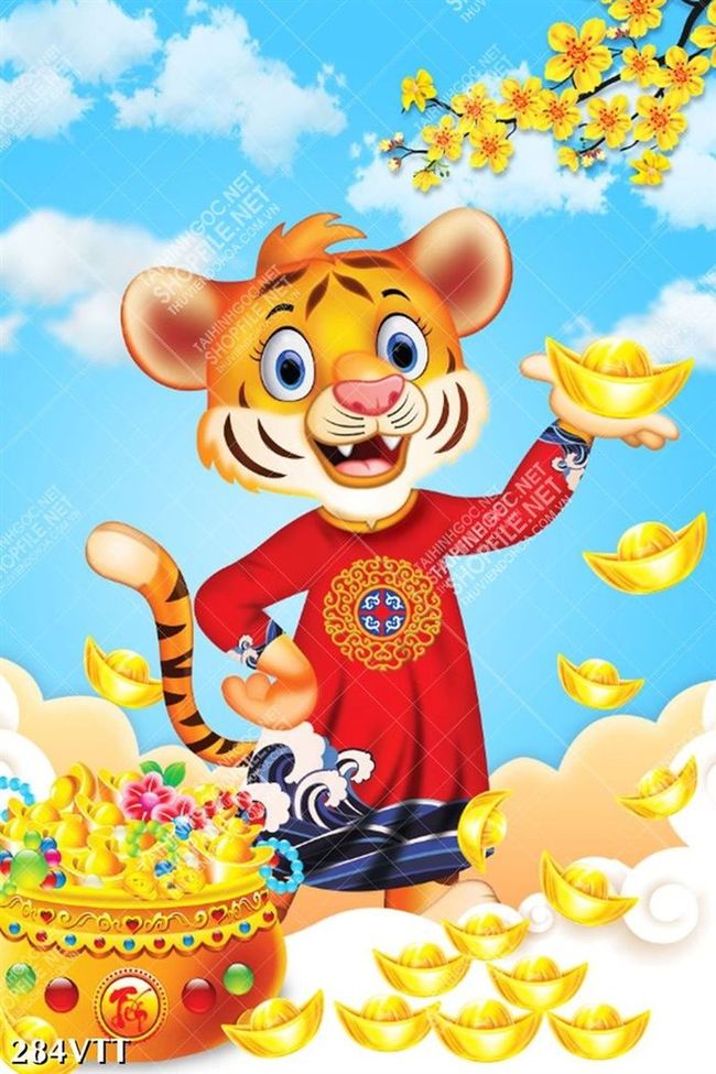 PSD tranh hổ 3d vui mừng đón xuân nhâm dần 2022