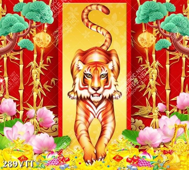 Tranh mãnh hổ cùng chúc mừng xuân năm mới nhâm dần 2022