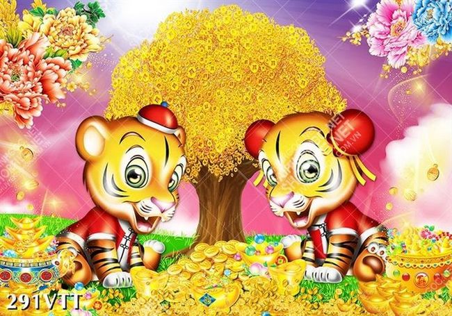 File gốc chất lượng cao tranh hổ độc quyền bên cây tiền đẹp