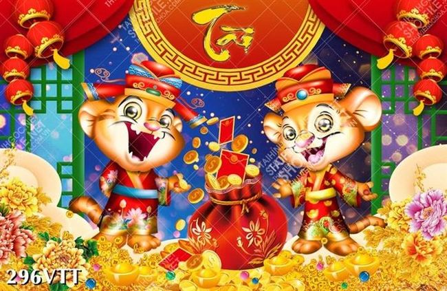 PSD tranh hổ ông hổ bà thần tài phát tài lộc may mắn mang tài lộc đến gia chủ