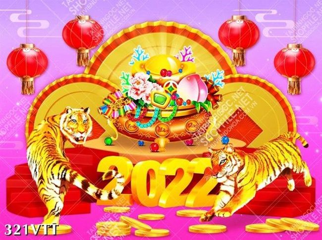 Mẫu tranh hổ vàng tượng trưng cho sức mạnh quyền uy