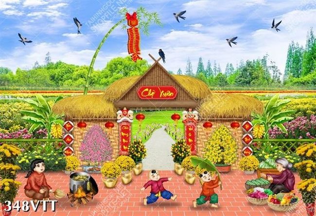 File in Giúp không gian trở nên tươi đẹp, tràn đầy sinh khí với tranh tết làng quê Việt