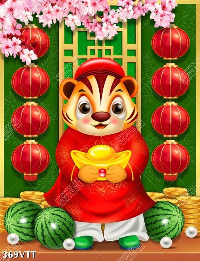 Mẫu tranh hổ ôm vàng tuyệt đẹp hút mắt người xem
