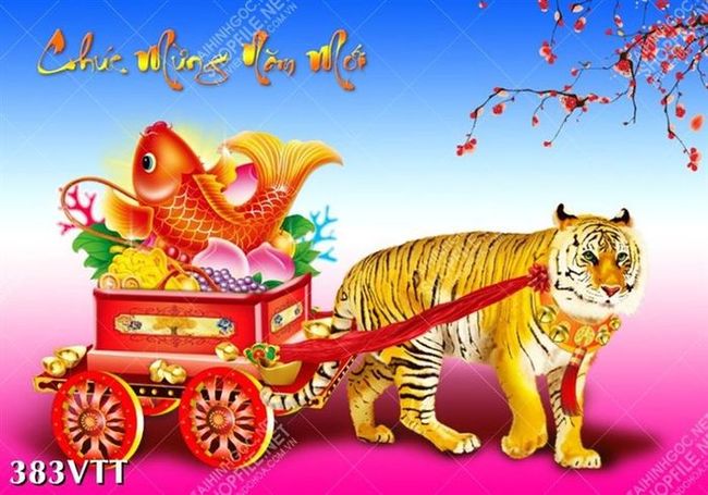 Mẫu tranh hổ kéo xe vàng trang trí tường nhà đẹp nhất