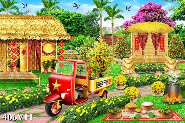 File in Tranh phong cảnh làng quê Việt Nam hiện lên đầy chân thực