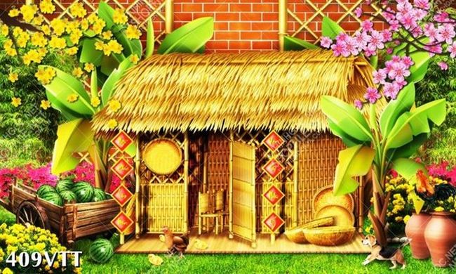 File in Tranh ngôi nhà tranh mang lại vẽ đẹp thơ mộng đầy tinh tế