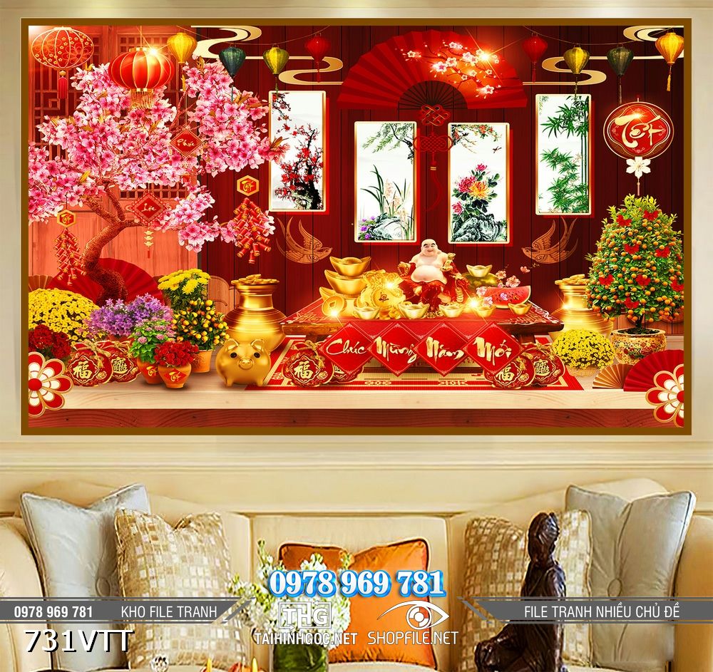 File tranh Background phông nền trang trí Tết 731VTT