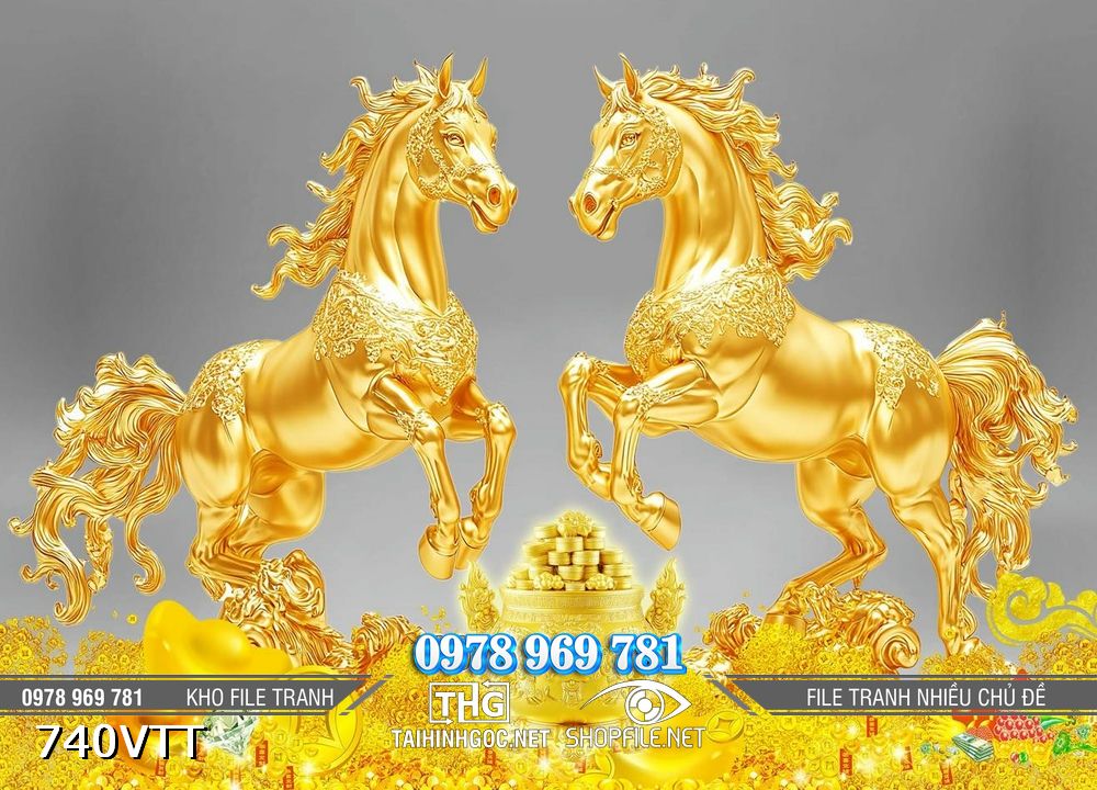 File tranh ngựa vàng Tết Bính Ngọ 2026 740VTT