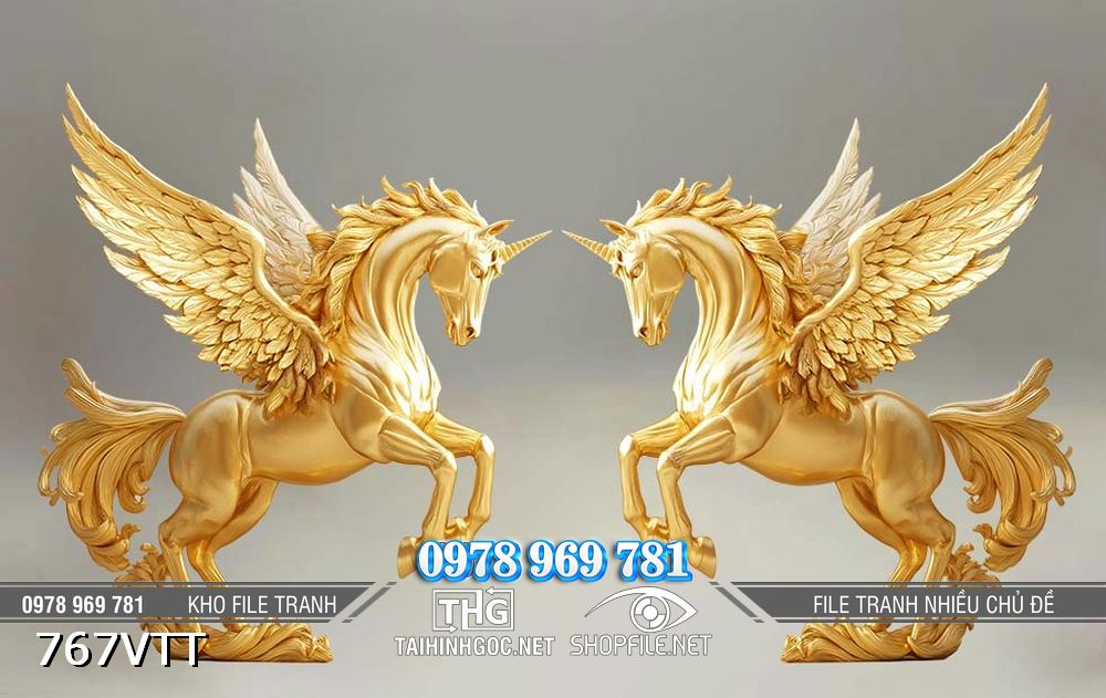 File tranh đôi ngựa vàng Tết Bính Ngọ 2026 767VTT