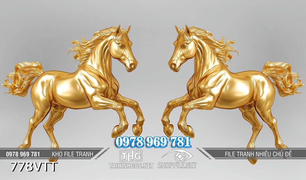 File tranh PSD ngựa vàng đẹp tết 2026 bính ngọ 778VTT