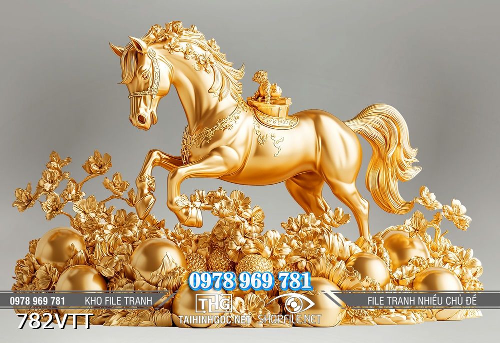 File tranh ngựa PSD tài lộc tết bính ngọ 2026 782VTT