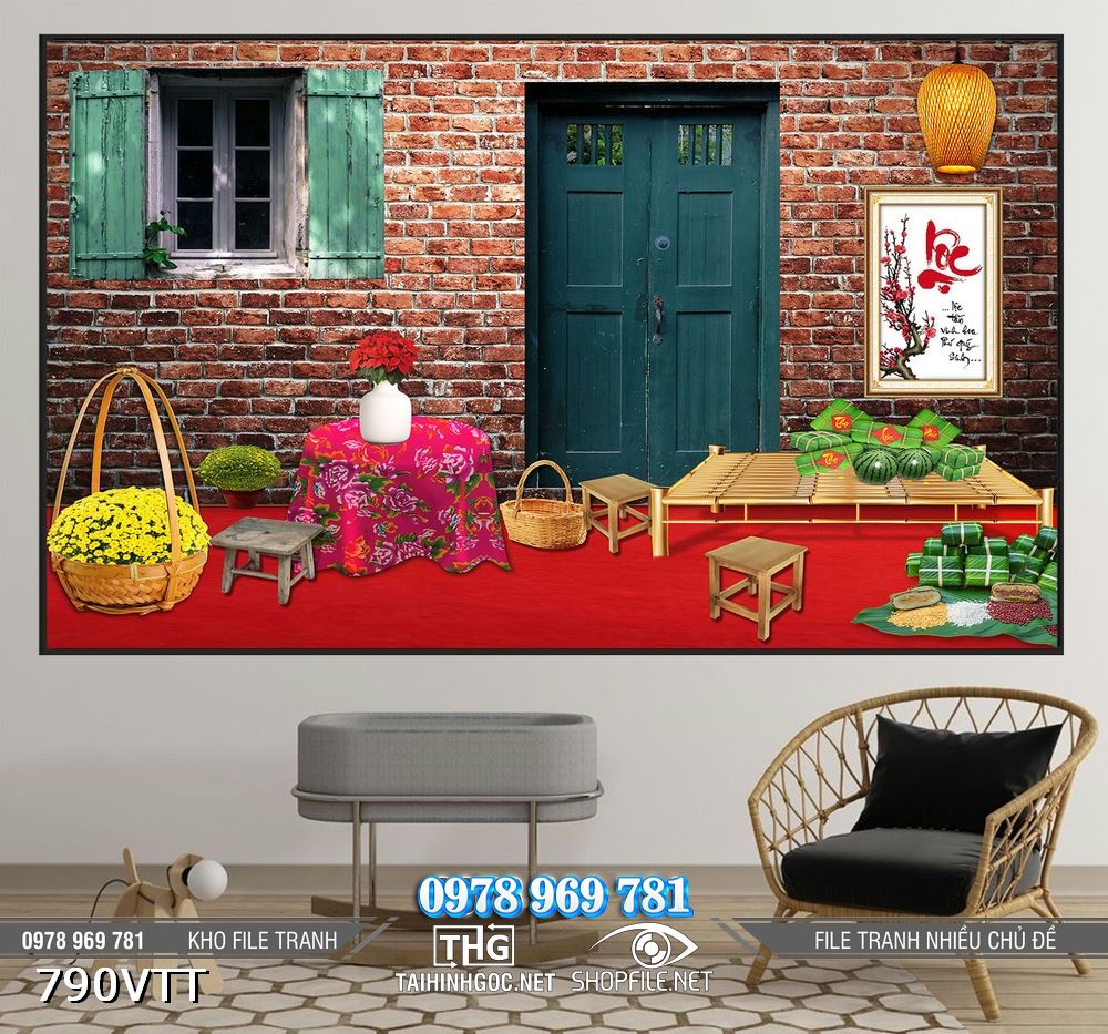 File tranh phông nền Tết cổ truyền việt nam 790VTT