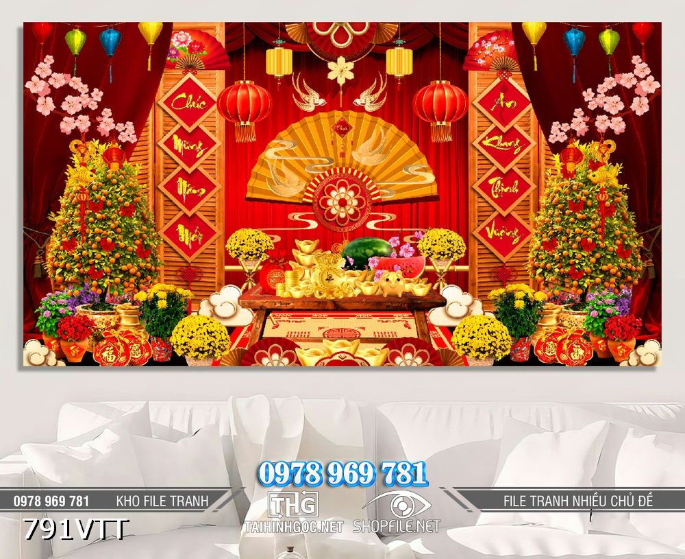 File tranh PSD background chụp hình Tết 791VTT