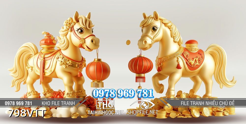 File tranh ngựa vàng tết 2026 798VTT