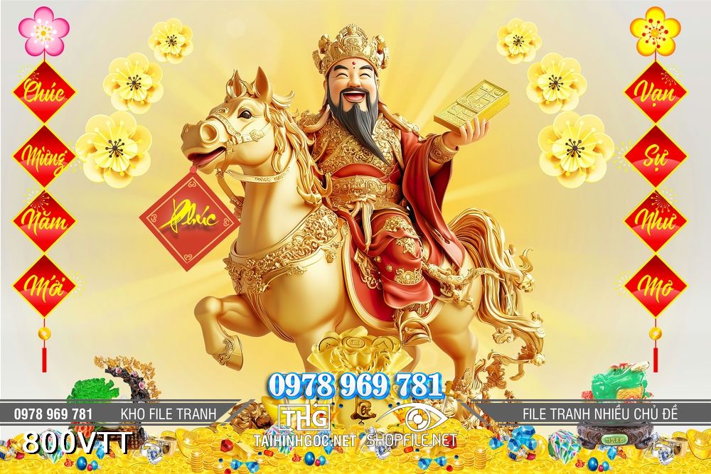File tranh thần tài cưỡi ngựa chú mừng năm mới 800VTT