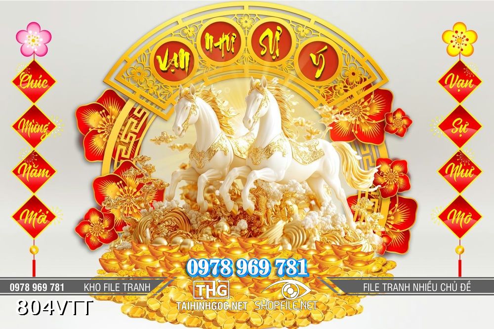 File tranh ngựa trang trí Tết năm mới 2026 804VTT