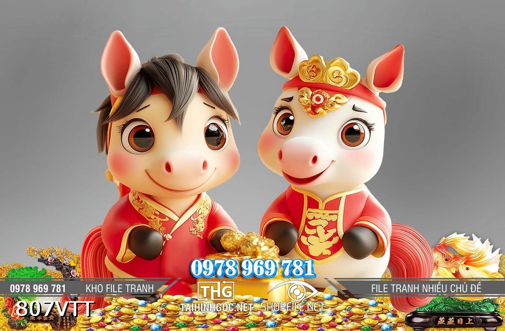 File tranh PSD cặp ngựa siêu cute 807VTT