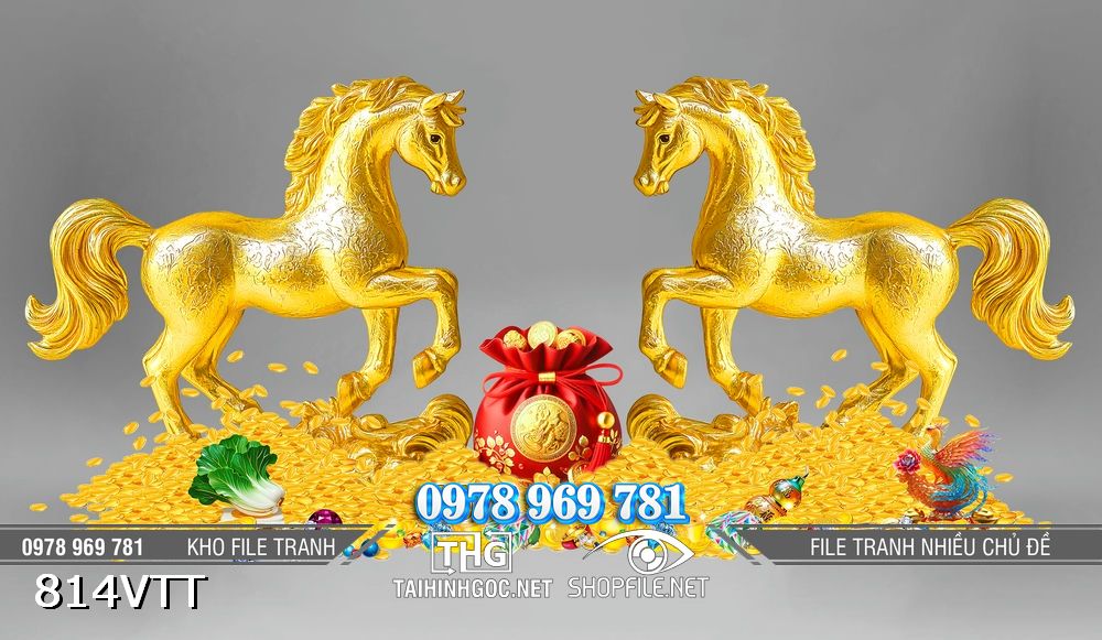 File tranh PSD ngựa vàng bính ngọ tết 2026 814VTT