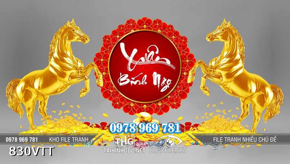 File tranh ngựa vàng xuân Bính Ngọ 2026 830VTT